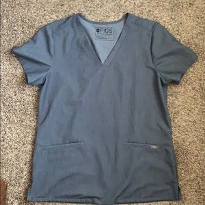 Figs Heather Denim Casma Scrub Top